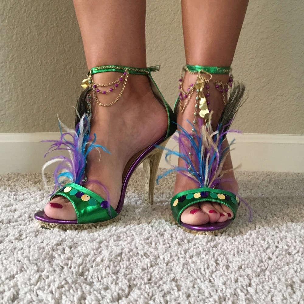 Mardi Gras heels  💜💚💛
